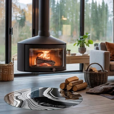 Coloray Vloerplaat Houtkachel - Plaat voor Onder Houtkachel - 100 cm x 100 cm - Open Haard Accessoires - Zwart en wit Vloerplaat Kachel - Vloerplaat Voor Kachel - Plaat onder Houtkachel - Kachel Onderplaat - Plaat Kachel