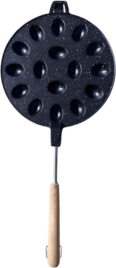 Eiercake Vorm - Wafelijzer Oval - Ontbijt Maken - Twaalf Holtes - 40cm - Zwart