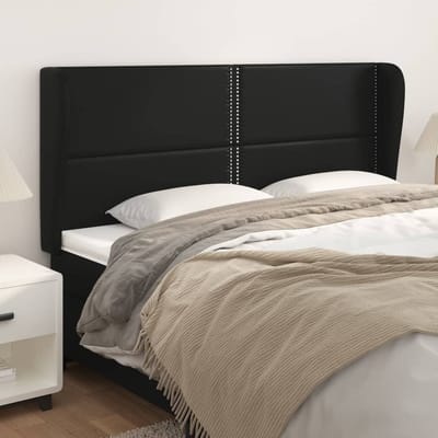 vidaXL - Hoofdbord - met - randen - 183x23x118/128 - cm - kunstleer - zwart