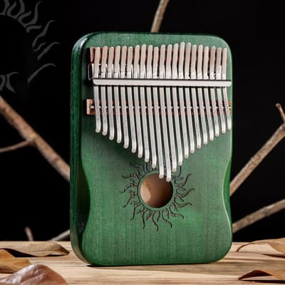Hluru Kalimba 21 Toetsen Muziekinstrument Volledige Houten Esdoorn Kalimba 17 Toetsen met Geluidsgat Mbira Voor Beginner 21 keys groen