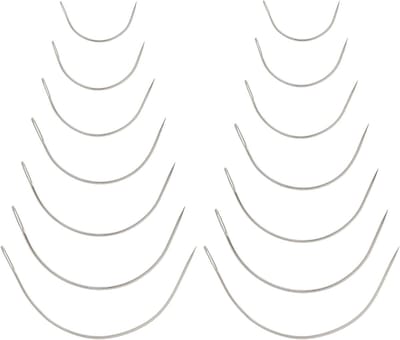 SnelShoppen - 14 Pcs Curved Sewing Needles - Ronde Naalden voor Leren, Tapijten, Wigs en Matrasherstel - Grote Oog, Diverse Maten - 2" tot 15 cm, Hoog
