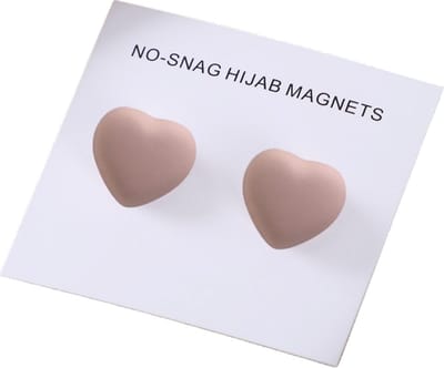2x Hoofdoek Magneet - Magnetische Broche Hart - Magneetbroche - Sjaal - Hijab Accessoires - Abaya - 14mm - Set 2 Stuks - Mat Beige