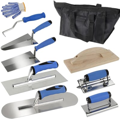 Dailygoods- Metselaartrommelset 9 Stuks - Roestvrij Staal - Troffels/Plamuurmessen - Houtlakken - Betonranddichter - Stucateur Gereedschap - Veelzijdige Toepassingen - Troffelset