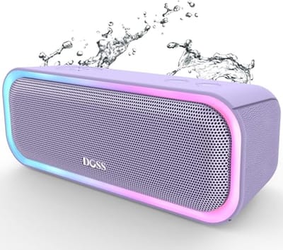 Draadloze Bluetooth Speaker met 20W Stereo Geluid, Extra Bass, IPX6 Waterproof, TWS Koppeling, Multikleurige Lichten, 20U Speeltijd, Draagbaar voor Strand en Buitengebruik
