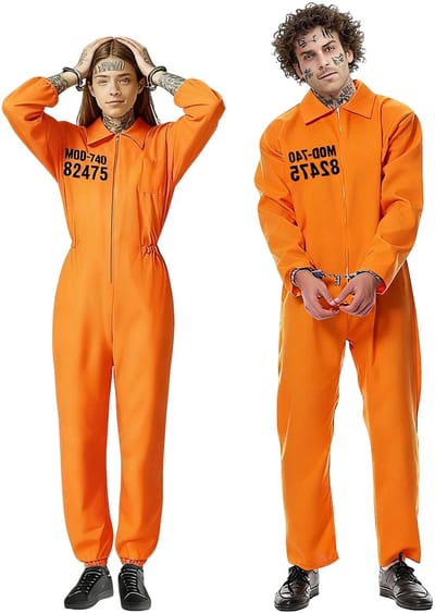 Dailygoods- Gevangenkostuum oranje - Carnaval Kostuum - Prisoner Kostuum - Overall - Cosplay - Hoogwaardig polyester - Carnavalskostuum