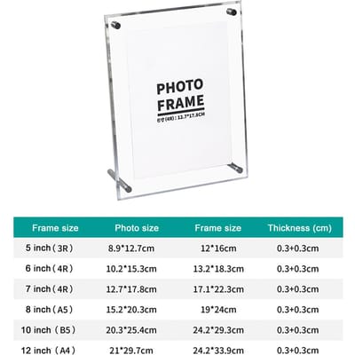 Transparante fotolijst Acryl fotolijst om certificaten en foto's weer te geven met metalen rek 13.2*18.3cm