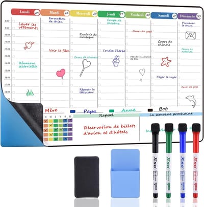 42 x 28 cm Wekelijkse Planner Dry Erase Kalender zelfklevend plakband op elk glad oppervlak - Frans