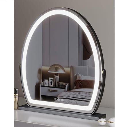 LED Make-up Spiegel - Verlichte Spiegel Kapspiegel - Make-up Aanbrengen - 3 Kleurverlichting - 60 x 72 cm - Zwart