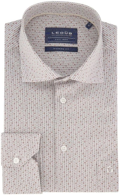 katoenen Ledub overhemd Modern Fit New bruin geprint