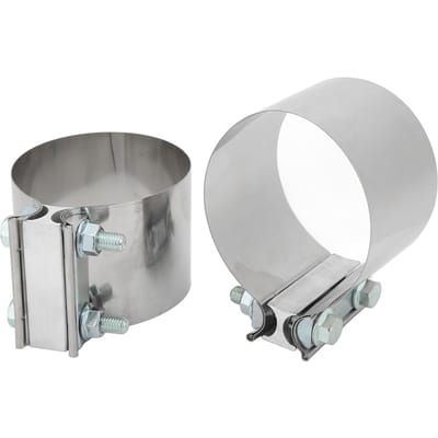 2 Stuks Overlappende Uitlaatklemmen RVS Demper Bandklemmen met Bouten voor 4in Pijp white