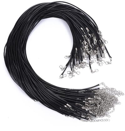 50 stuks 45,7 cm zwarte halsketting met sluiting van gewaxt leer halsketting voor hangers hangers sieraden maken