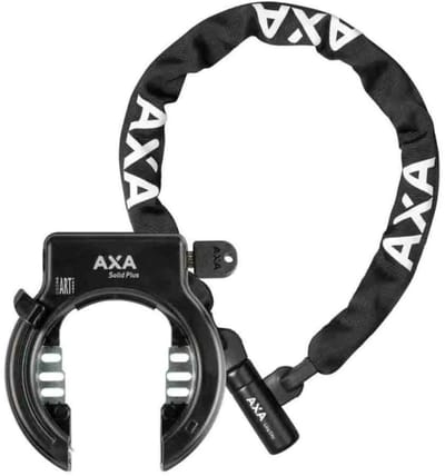 AXA Solid Plus + Linq City kettingslot 100 cm – Fietsslot set – ART 2 frameslot – 2 sloten met één sleutel – Zwart