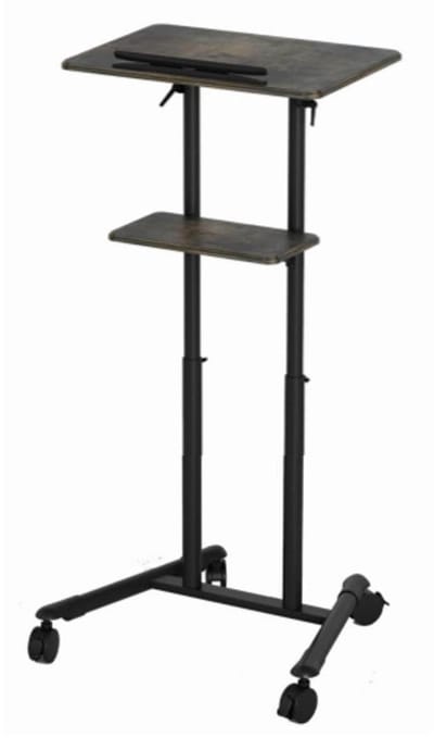 Gembird Mobiele Lezing Desk met Wielen, Zwart - Verstelbaar en Kantelbaar Bureau voor Kantoor en Onderwijs, Ideaal voor Projectoren en Beamers