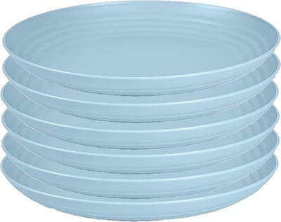 PlasticForte Rond bord/camping bord - 6x - D22 cm - ijsblauw - kunststof