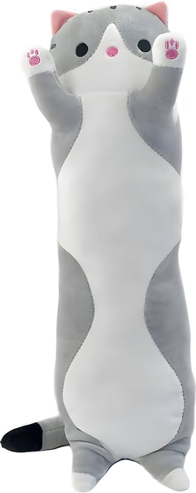 Staza - Kat Knuffel - Mood Knuffel - 50 cm - Poes Kussen - Speelgoed Knuffel Kat - Kawaii - Duurzaam - Kind - Veilig - Grijs