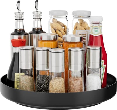 Draaitafel Organizer voor Kast Pantry Keuken - Roterend Spice Rack 11 inch Zwart