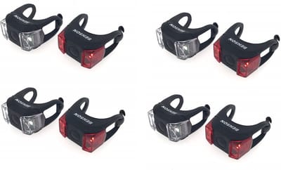 4x Fietslampen set voorlicht en achterlicht 7 x 3 x 2 cm - silicone / waterdicht - fietslampensetje - koplamp en achterlamp
