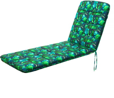 Hobbygarden - Ligbed Tuinkussen Amelia Blauw Bladeren - Waterafstotend 185x60cm