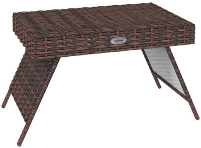 Opvouwbare Rattan Bijzettafel 60x41x41cm Bruin Weerbestendig Compact 30kg voor Buiten Camping