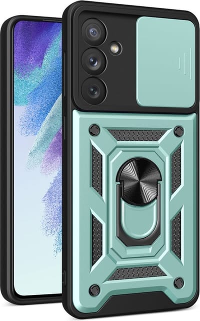 Coverup Hoesje - Geschikt voor Samsung Galaxy A54 Hoesje - Coverup Armor Ring Kickstand Back Cover met Camera Shield - Mintgroen