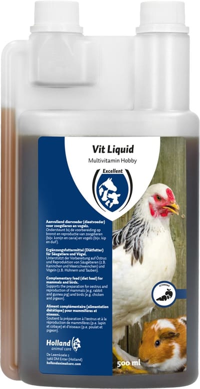 Excellent Vit - 500 ml - Liquid Multivitamine - Vloeibare vitamine - Aanvullend dierenvoer - Hobby - Vitamine A, E, K3, B6, B1, B2