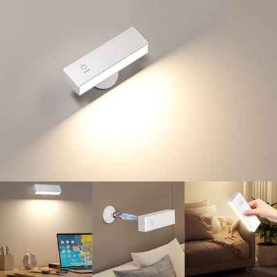 Dimbare Led-wandlamp met Oplaadbare Batterij - 360° Draaibaar en Touch-bediening voor Slaapkamer en Woonkamer