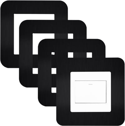 4x Zwarte Decoratieve Afdekplaten voor Lichtschakelaars en Wandcontactdozen - Acryl Surround