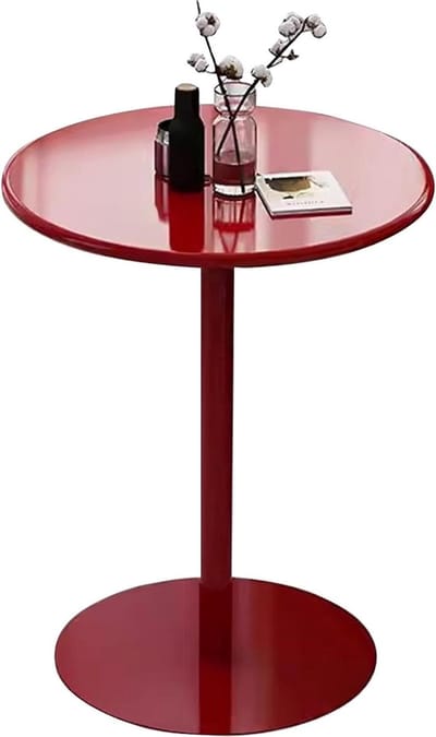 Salontafel Metaal - Bijzettafel Rond - Koffie Dranken - Roestvrij Ontwerp - 60x60x72cm - Rood