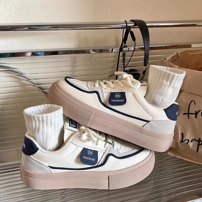 Schoenen met dikke zool Dames Herfst Nieuw Ins Trendy Leer Casual Studenten Witte Schoenen 40 blauw