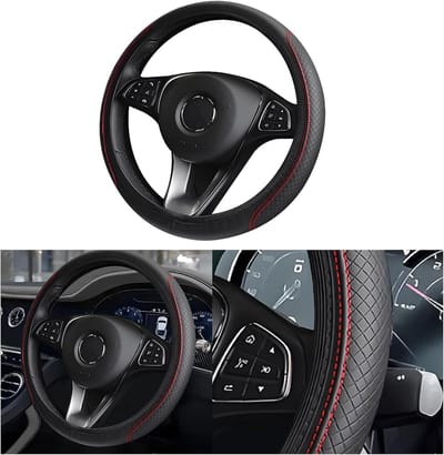 Stuurhoes van leer - antislip autostuurhoes - voor autodecoratie en stuurbescherming - universele stuurhoes - unisex auto-interieuraccessoires- 2 stuks