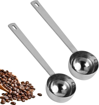 Set van 2 roestvrijstalen koffielepels van 30 ml voor het meten van poeders en vloeistoffen, ideaal voor koffie, suiker en specerijen