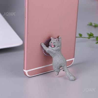 Schattige kat telefoonhouder tablets bureau zuignap ondersteuning hars mobiele telefoon standaard houder zuignap ontwerp dierenhouder voor smartphone