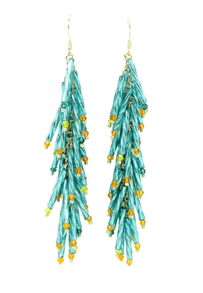 AVANT-GARDE PARIS Blauw Beads Tassel Oorbellen - 11.60cm X 2.00cm - 1 stuk - Goudkleurige sluiting met vishaak