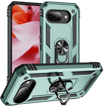 Coverup Hoesje - Geschikt voor Google Pixel 9a Hoesje - Coverup Armor Ring Kickstand Back Cover - Mintgroen