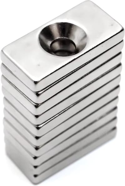 TLVX 5 stuks Ultra Sterke Magneten Rechthoek 15x10x3mm met Schroefgat / Zinaps / Neodymium Magneet / Krachtige Gat Magneten / Magneet deur / Kastdeuren / Magnetische Sluitingsdeur / Lade Sluiting / Deursluiting / Vastzetten met schroef