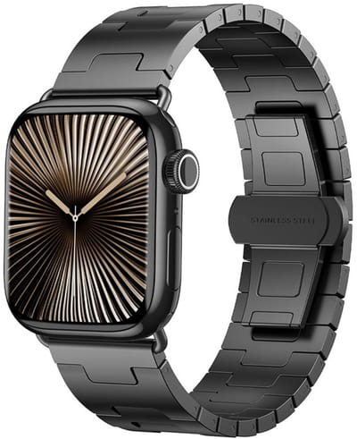Titanium bandje - geschikt voor Apple Watch 1/2/3/4/5/6/7/8/9/10/11/ SE (1,2,3) met maat 38 mm / 40 mm / 41 mm en 42 mm (Watch 10/11) - schakelband - titanium