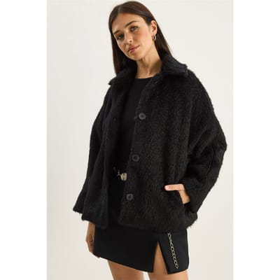 Oversized Pluche Jasje met Knopfsluiting