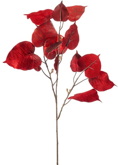 Emerald - Kunsttak Ficus velvet 70cm rood - Kunstplant voor binnen