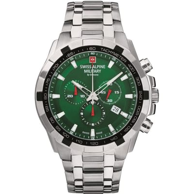 Swiss Alpine Military van Grovana Star Fighter chronograaf groene wijzerplaat quartz 7043.9134 100M herenhorloge groen