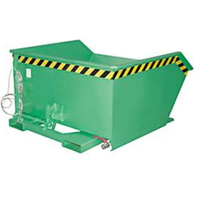 Bauer GU-E 750 kipcontainer, met zeefplaat & aftapkraan, olie-/waterdicht, geschikt voor vorkheftrucks, B 1280 x D 1440 x H 680 mm, resedagroen RAL 6011