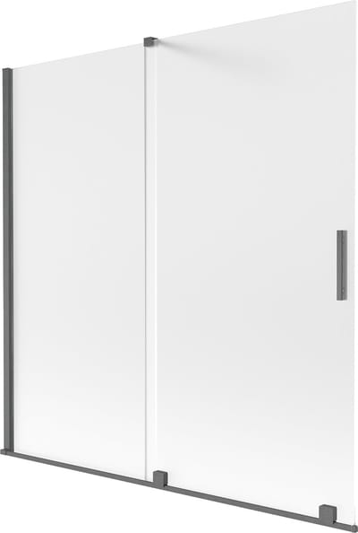 Mexen Velar badwand 2-delige schuifwand 160 x 150 cm, ijsglas, geborsteld gun gray - 896-160-000-31-66