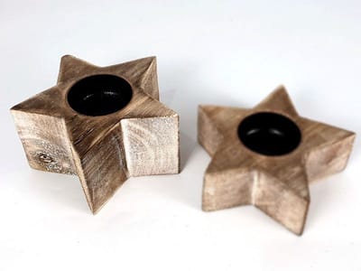 Waxinehouder set ster 4x10 cm en 6x10 cm