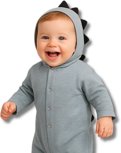 BoefieBoef Baby Boxpakje Dinosaurus - Baby Onesie Jumpsuit Blauw - Kruippak - Dierenpak - Pyjama - 6-18 maanden - Romperer, Boxpakje, Kruippak, Dierenpak, Pyjama – Baby's 6-18 maanden - jongens en meisjes - 100% Katoen - Drukknopen – Blauw