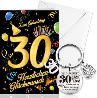 Store_7 - 30e verjaardag kaart - Verjaardag sleutelhanger - Zwart