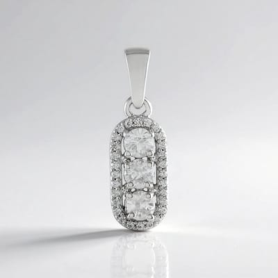 Cavill - 925 Sterling Zilver Hanger - Platina Geplateerd - 0.895 ct Cambodjaanse Zirkoon - Elegante Ovale Dames Sieraden 22x7 mm