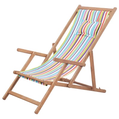 vidaXL - Opklapbare - stoel - met - stoffen - bekleding - en - houten - frame, - meerkleurig.