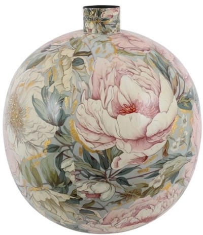 Countryfield Vaas Peony metaal L43B43H49CM roze/wit
