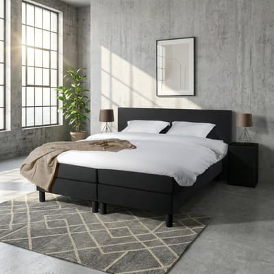 Mörgenn Boxspring Comforta - Pocketvering - Zwart - 80x200 cm - Inclusief Dekbed en Kussens