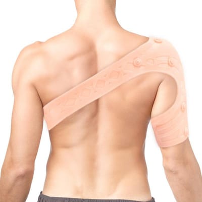 SEBS Magnetische Schouderbeschermer Sport Fitness Gewichtheffen Armbescherming Outdoor Basketbal Badminton Onder Druk Staande Sporten Schouderbescherming one size fits all beige