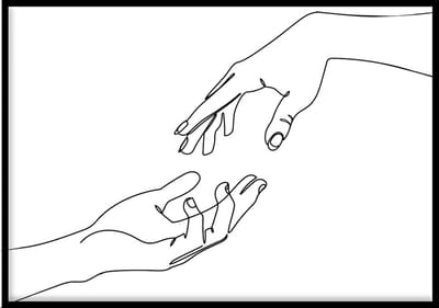 Poster Close Hands - 30x40 cm met Fotolijst - Line art poster - Abstracte poster - Ingelijst - WALLLL